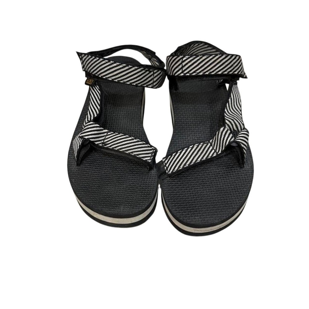 Teva Flatform Universal Black White Striped Platform Sport Sandals - Picture 2 of 6